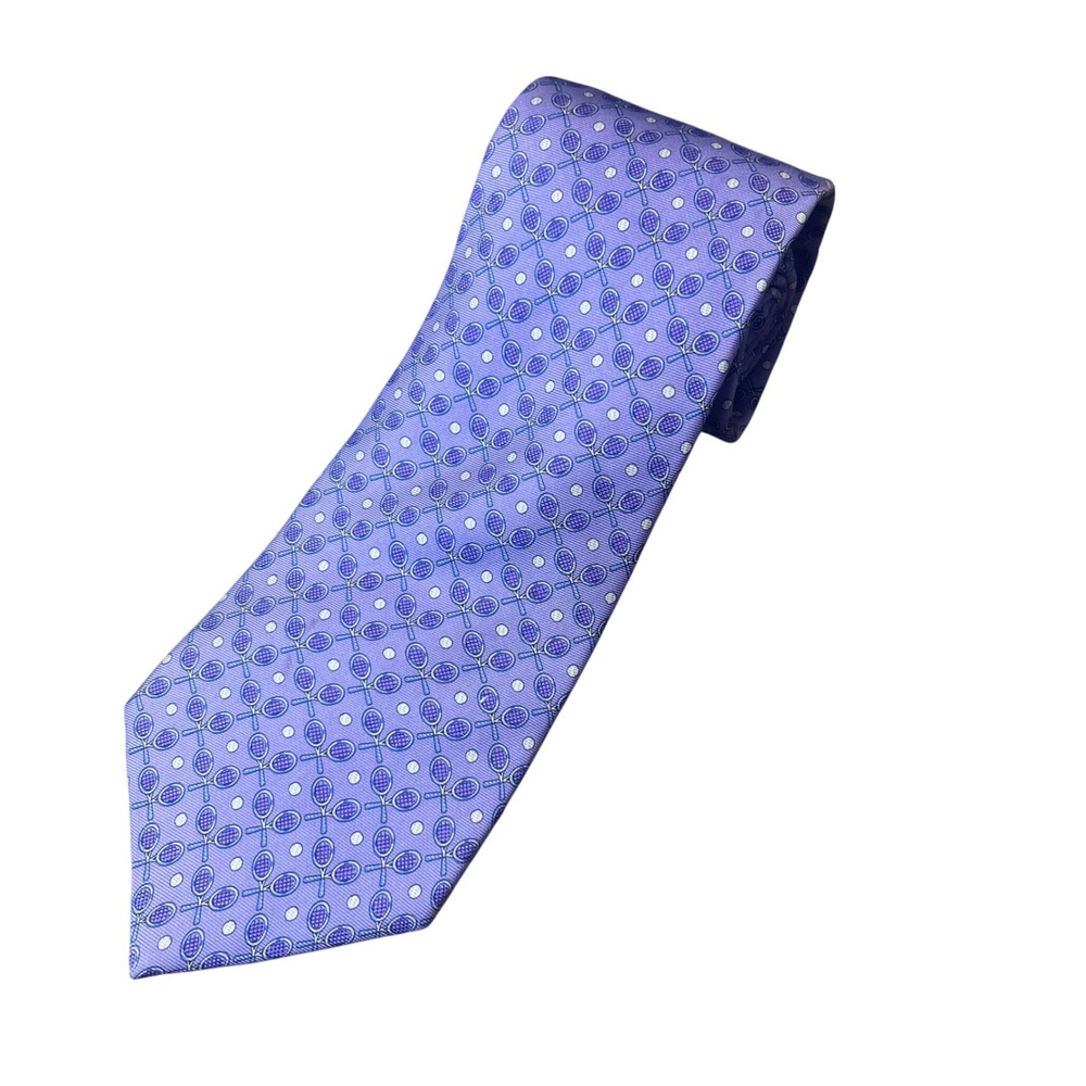 Brooks Brothers Country Club Men's Purple Tennis Rackets Silk Necktie